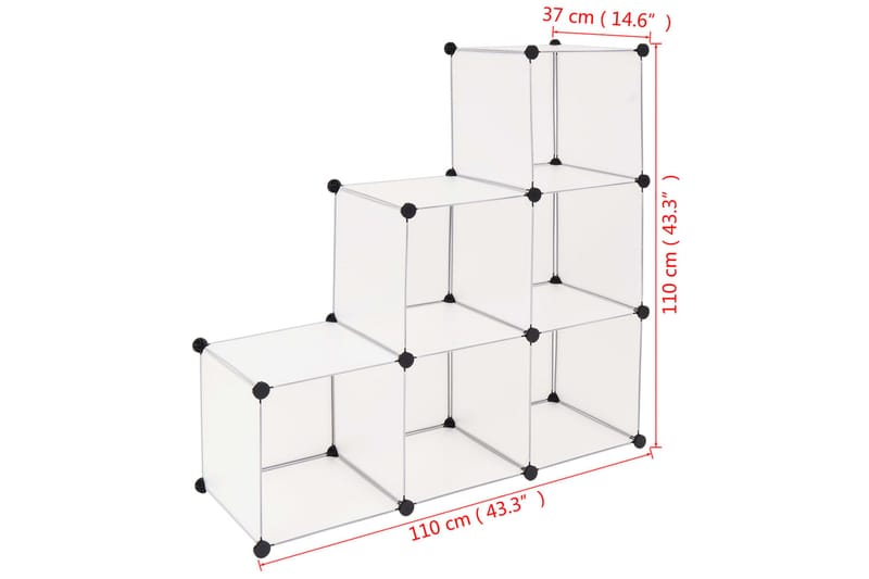 Oppbevaringkube med 6 kamre hvit - Skoboks - Skooppbevaring