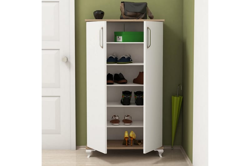 Plomer Skoskap 72 cm - Valnøtt / Hvit - Oppbevaring - Skooppbevaring - Skoskap