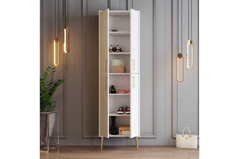 Retzow Skoskap 60 cm - Gull/Hvit - Oppbevaring - Skooppbevaring - Skoskap