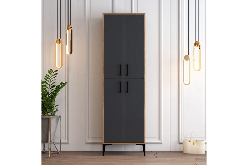 Retzow Skoskap 60x35 cm - Mørkebrun/Antrasitt - Oppbevaring - Skooppbevaring - Skoskap