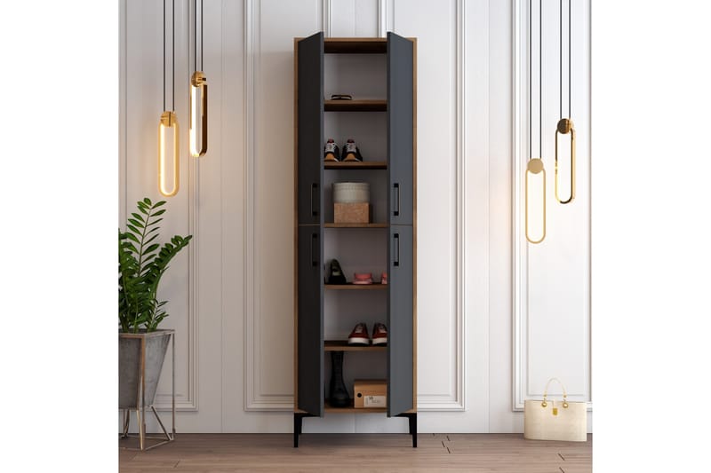 Retzow Skoskap 60x35 cm - Mørkebrun/Antrasitt - Oppbevaring - Skooppbevaring - Skoskap