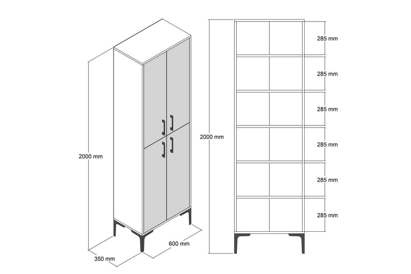Retzow Skoskap 60x35 cm - Mørkebrun/Hvit - Oppbevaring - Skooppbevaring - Skoskap