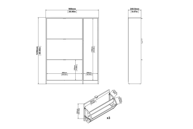 Rivornis Skoskap 98,8 cm - Natur - Oppbevaring - Skooppbevaring - Skoskap