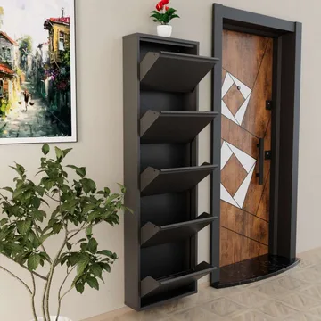Rylanis skoskap 50x169 cm - Antrasitt - Oppbevaring - Skooppbevaring