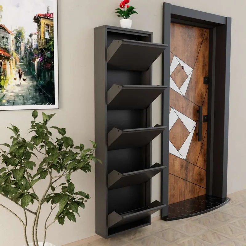 Rylanis skoskap 50x169 cm - Antrasitt - Oppbevaring - Skooppbevaring