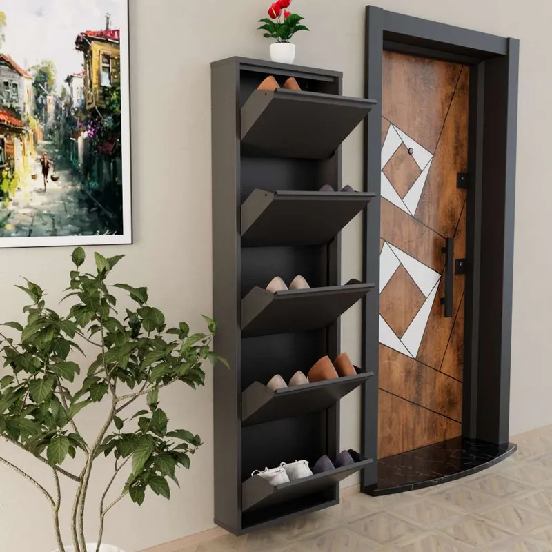 Rylanis skoskap 50x169 cm - Antrasitt - Oppbevaring - Skooppbevaring