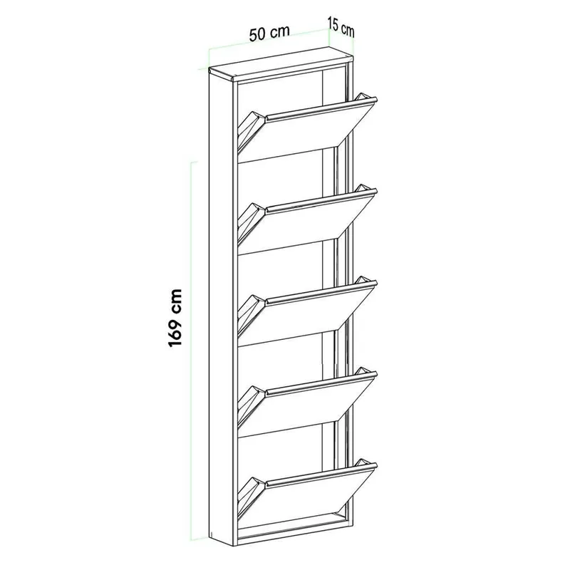 Rylanis skoskap 50x169 cm - Antrasitt - Oppbevaring - Skooppbevaring