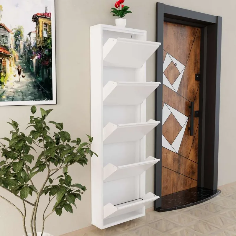 Rylanis skoskap 50x169 cm - Hvit - Oppbevaring - Skooppbevaring