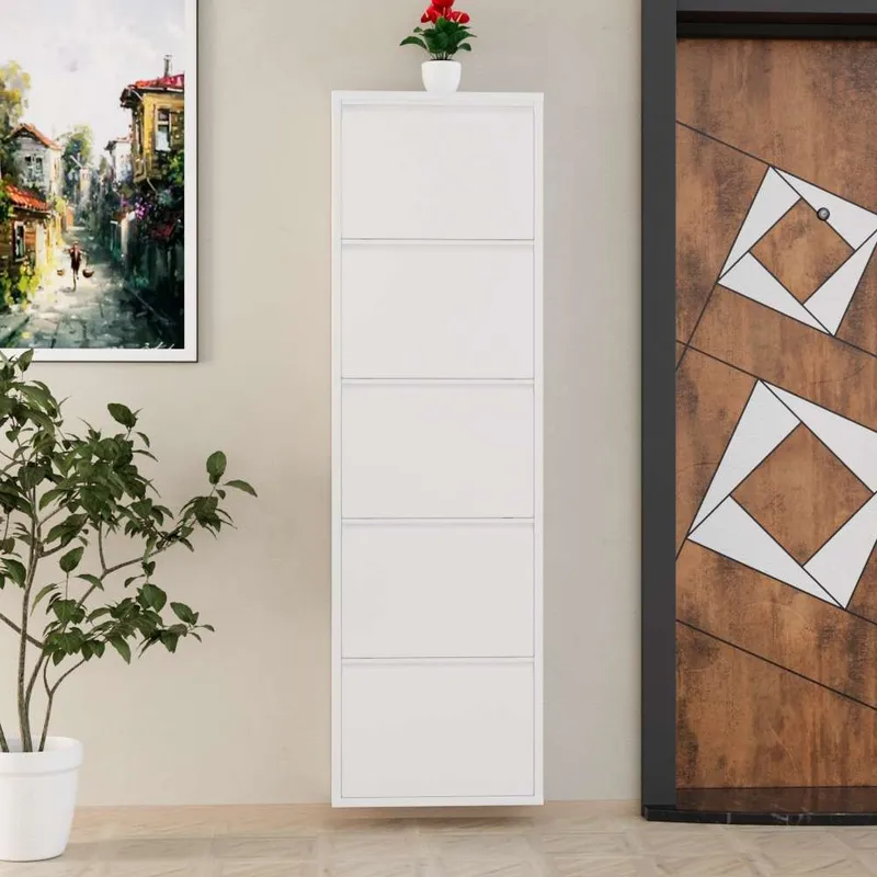 Rylanis skoskap 50x169 cm - Hvit - Oppbevaring - Skooppbevaring