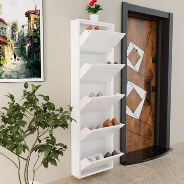 Rylanis skoskap 50x169 cm - Hvit - Oppbevaring - Skooppbevaring