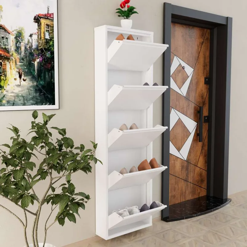 Rylanis skoskap 50x169 cm - Hvit - Oppbevaring - Skooppbevaring