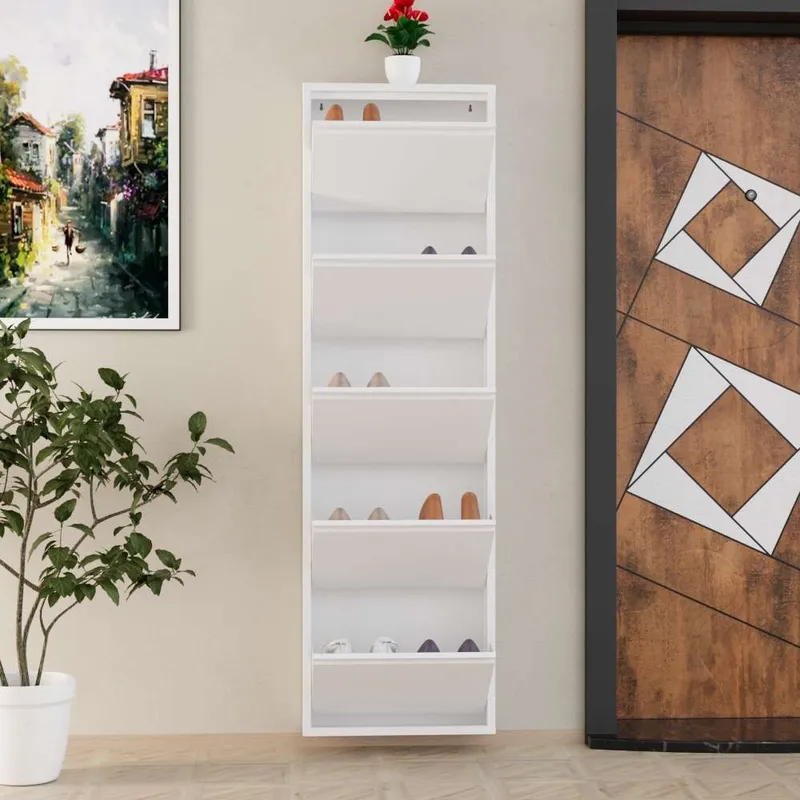 Rylanis skoskap 50x169 cm - Hvit - Oppbevaring - Skooppbevaring
