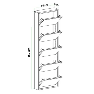 Rylanis skoskap 50x169 cm - Hvit - Oppbevaring - Skooppbevaring