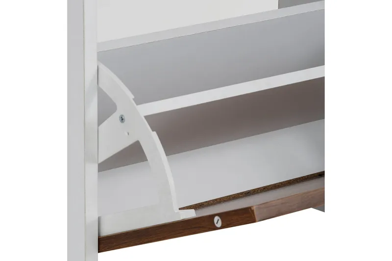 Shellake Skoskap 92x25 cm - Hvit/Natur - Oppbevaring - Skooppbevaring - Skoskap