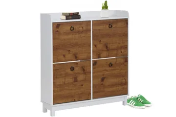 Shellake Skoskap 92x25 cm - Hvit/Natur - Oppbevaring - Skooppbevaring