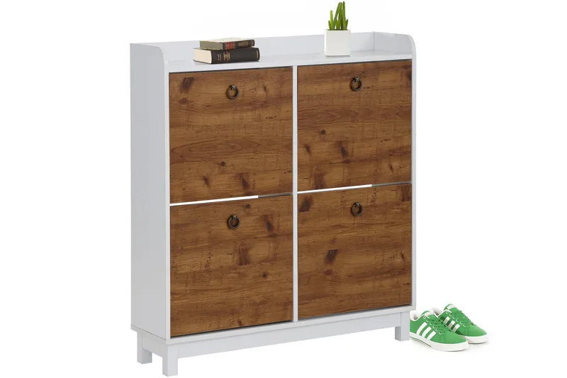 Shellake Skoskap 92x25 cm - Hvit/Natur - Oppbevaring - Skooppbevaring - Skoskap