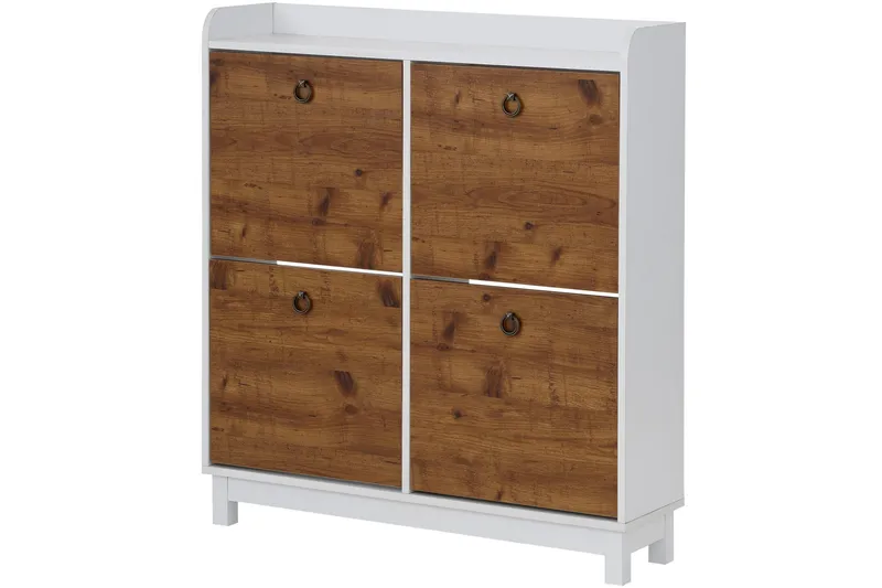 Shellake Skoskap 92x25 cm - Hvit/Natur - Oppbevaring - Skooppbevaring - Skoskap