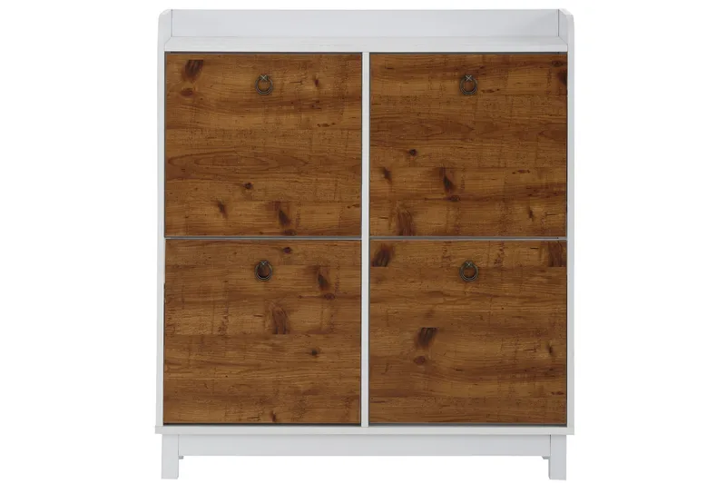 Shellake Skoskap 92x25 cm, Hvit/Natur