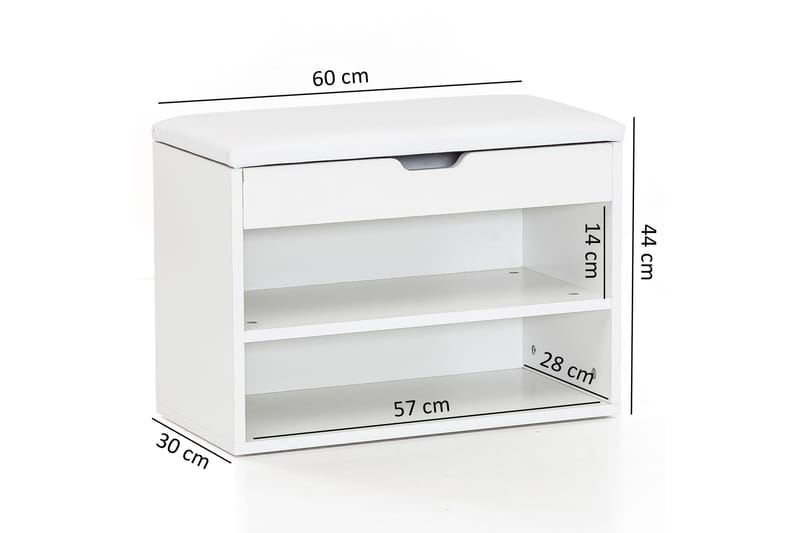 Shiheem Skohylle 60x30 cm - Hvit - Oppbevaring - Skooppbevaring - Skoskap