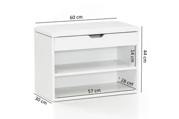Shiheem Skohylle 60x30 cm - Hvit - Oppbevaring - Skooppbevaring