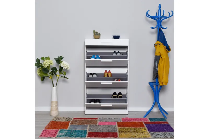 Shoe Cabinet Hvit - Hvit - Oppbevaring - Skooppbevaring - Skoskap