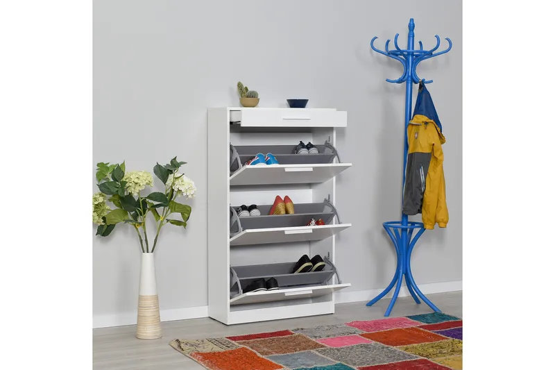 Shoe Cabinet Hvit - Hvit - Oppbevaring - Skooppbevaring
