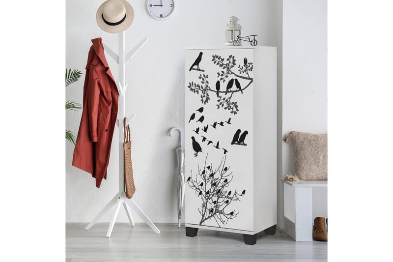 Shoe Cabinet Hvit|Svart - Skoskap - Gangoppbevaring - Skooppbevaring