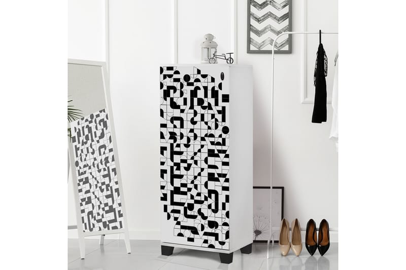 Shoe Cabinet Hvit|Svart - Oppbevaring - Skooppbevaring - Skoskap