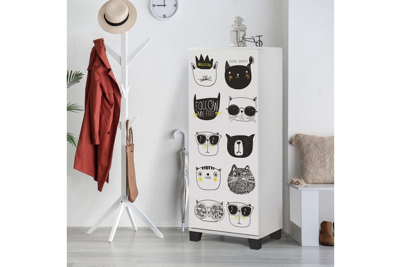 Shoe Cabinet Hvit|Svart - Skoskap - Gangoppbevaring - Skooppbevaring