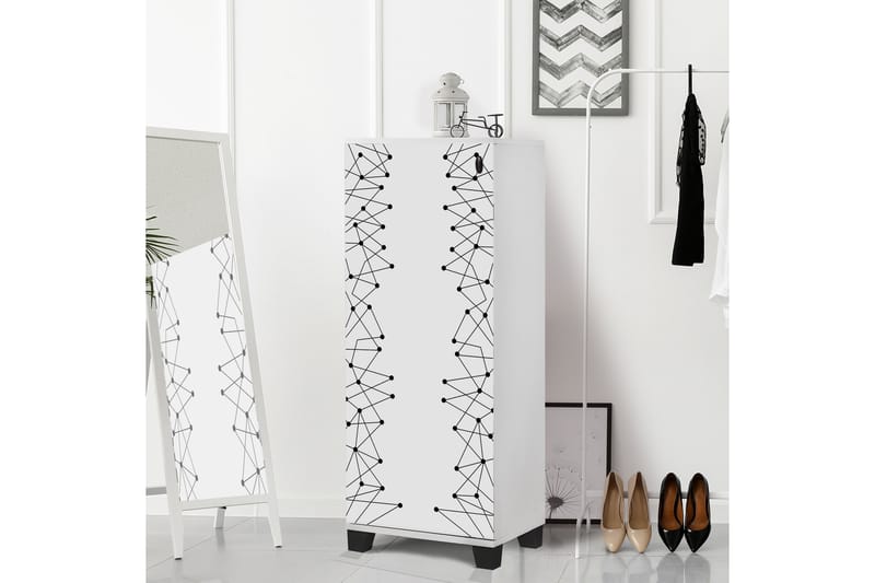 Shoe Cabinet Hvit|Svart - Oppbevaring - Skooppbevaring - Skoskap