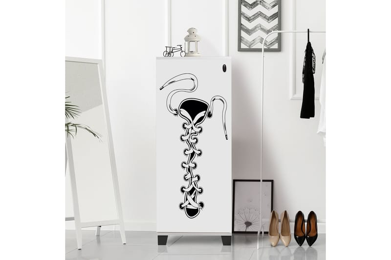 Shoe Cabinet Hvit|Svart - Skoskap - Gangoppbevaring - Skooppbevaring