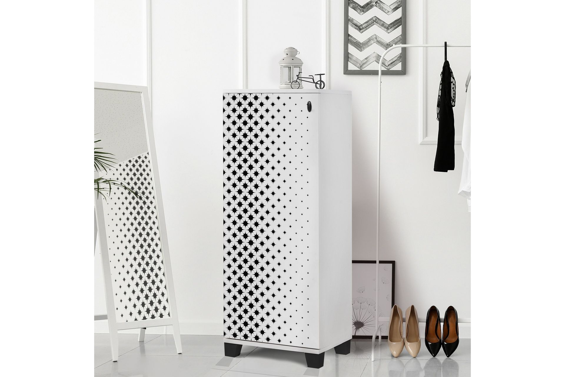 Shoe Cabinet Hvit|Svart - Oppbevaring - Skooppbevaring - Skoskap