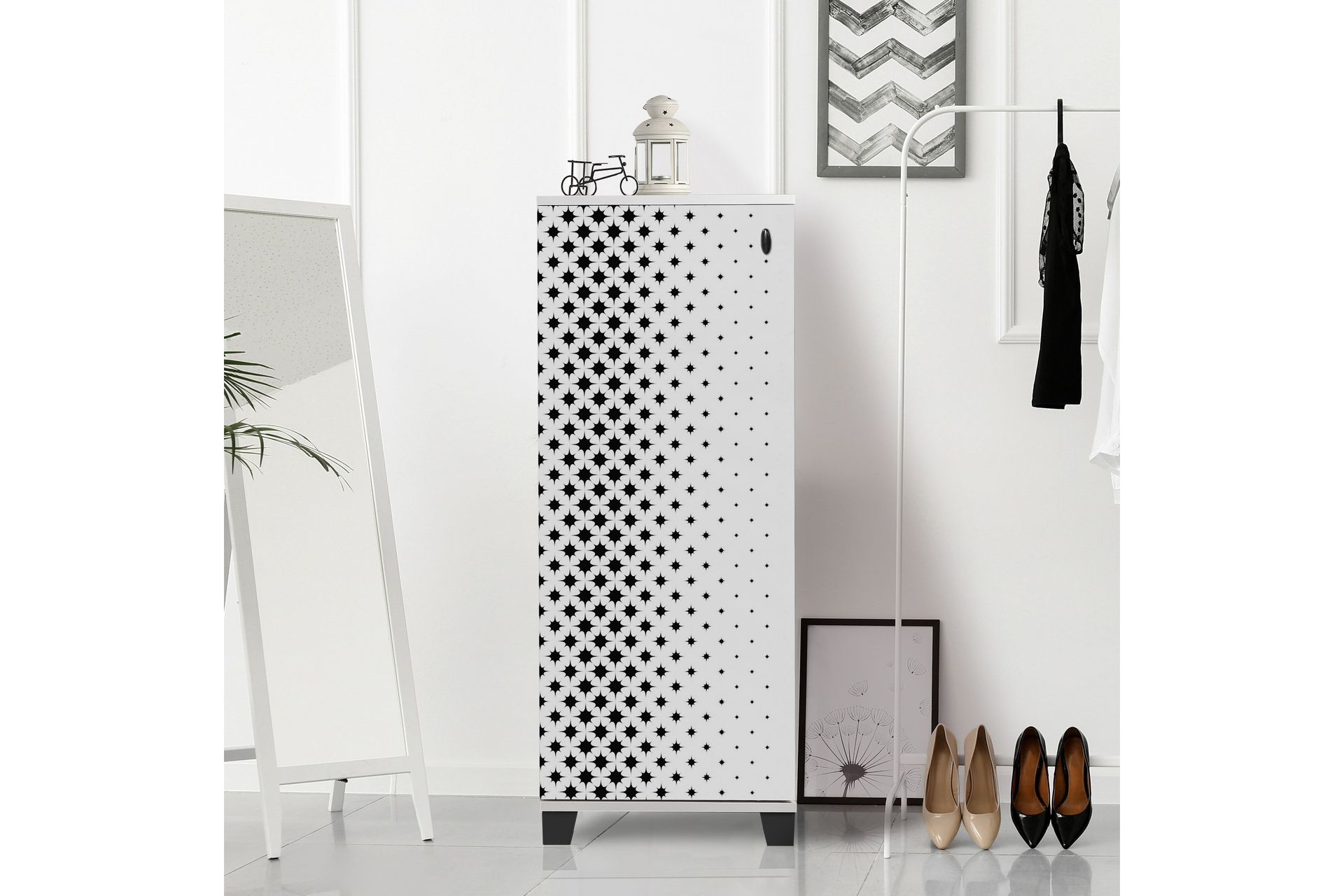Shoe Cabinet Hvit|Svart - Oppbevaring - Skooppbevaring - Skoskap