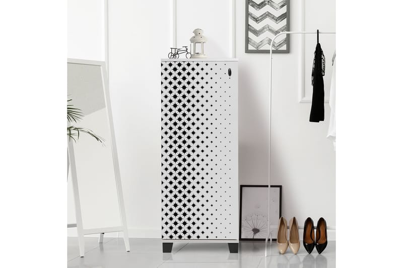 Shoe Cabinet Hvit|Svart - Oppbevaring - Skooppbevaring - Skoskap