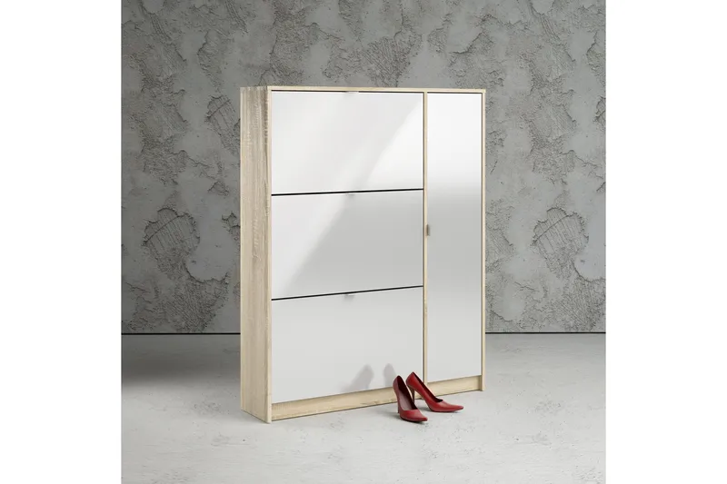 Shoey Skoskap 3 Fack - Tre / Natur / Hvit - Oppbevaring - Skooppbevaring - Skoskap