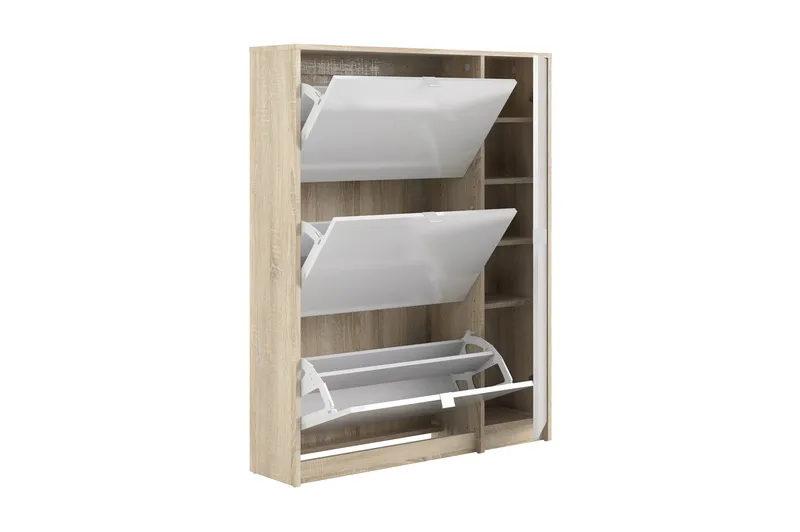 Shoey Skoskap 3 Fack - Tre / Natur / Hvit - Oppbevaring - Skooppbevaring - Skoskap