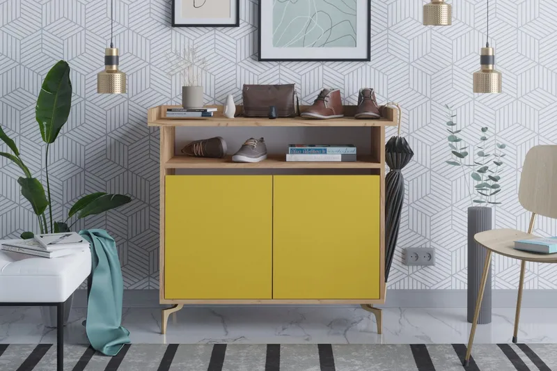 Skoförvaring Guld|Ek|Gul, undefined