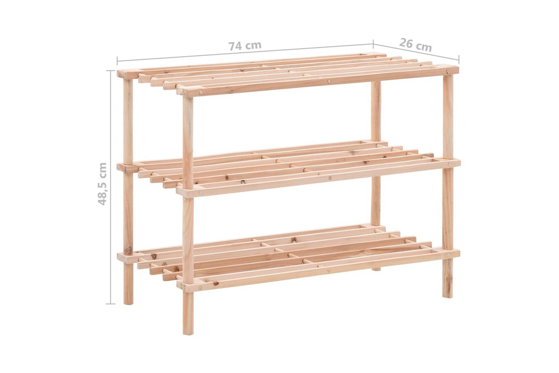 Skohylle 3 nivåer heltre gran - Beige - Oppbevaring - Skooppbevaring