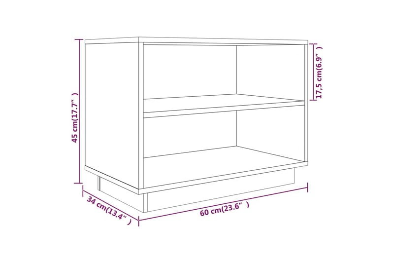 Skohylle grå 60x34x45 cm heltre furu - Grå - Skoskap - Gangoppbevaring - Skooppbevaring