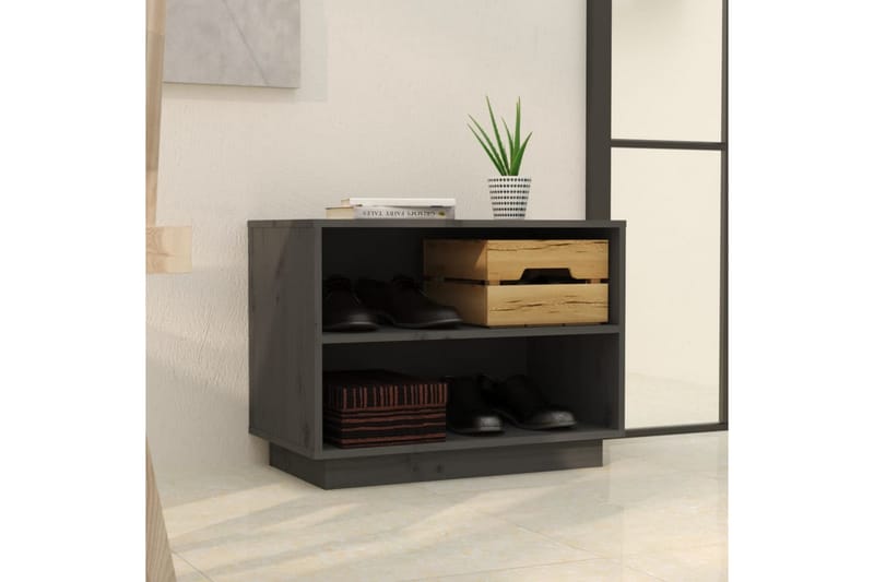 Skohylle grå 60x34x45 cm heltre furu - Grå - Oppbevaring - Skooppbevaring - Skoskap