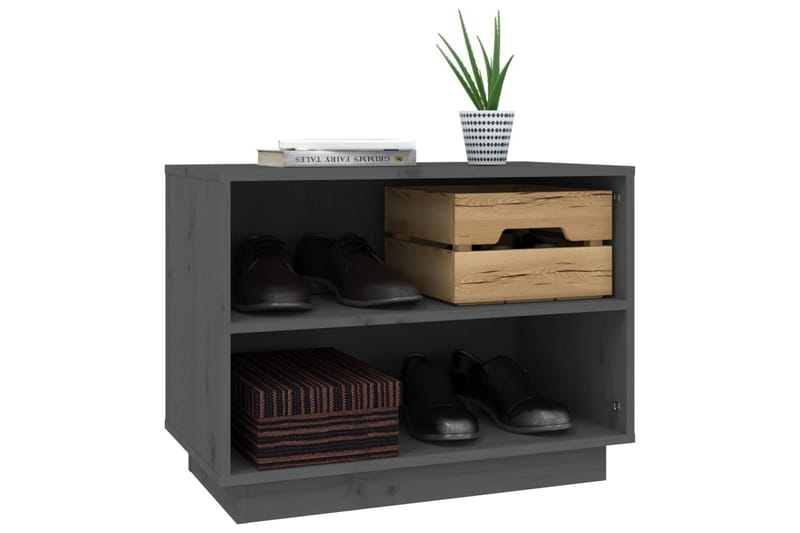 Skohylle grå 60x34x45 cm heltre furu - Grå - Oppbevaring - Skooppbevaring - Skoskap