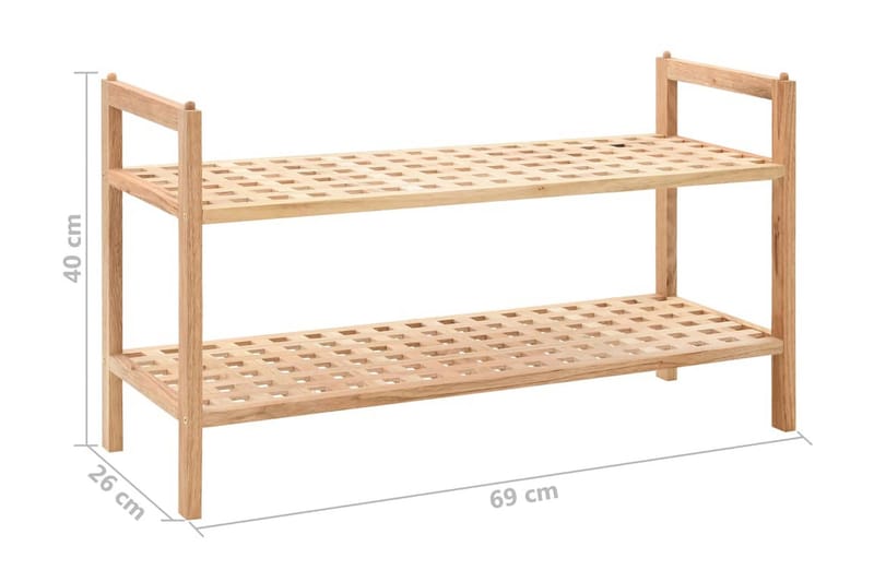 Skohylle heltre valnøtt 69x26x40 cm - Oppbevaring - Skooppbevaring