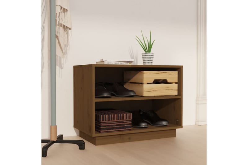 Skohylle honningbrun 60x34x45 cm heltre furu - Brun - Skoskap - Gangoppbevaring - Skooppbevaring