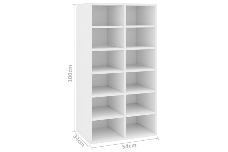 Skohylle hvit 54x34x100 cm sponplate - Oppbevaring - Skooppbevaring