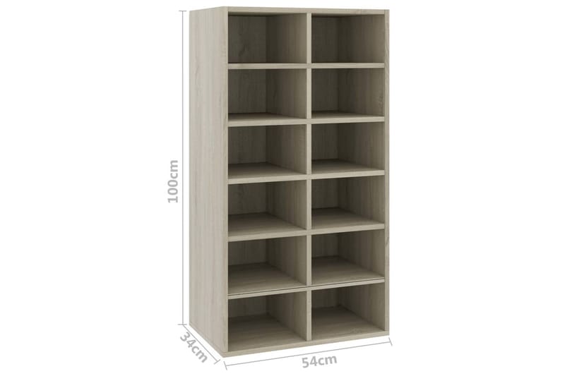 Skohylle sonoma eik 54x34x100 cm sponplate - Oppbevaring - Skooppbevaring