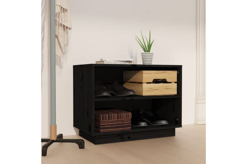 Skohylle svart 60x34x45 cm heltre furu - Svart - Oppbevaring - Skooppbevaring - Skoskap