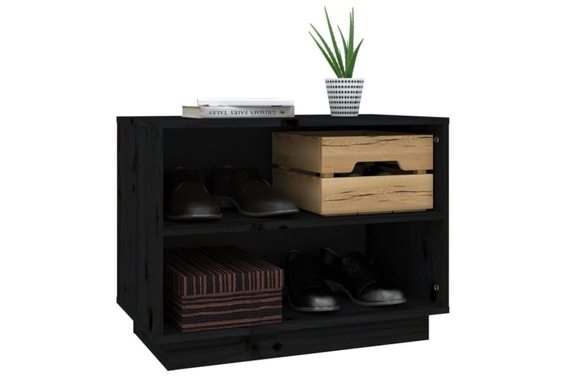 Skohylle svart 60x34x45 cm heltre furu - Svart - Oppbevaring - Skooppbevaring - Skoskap