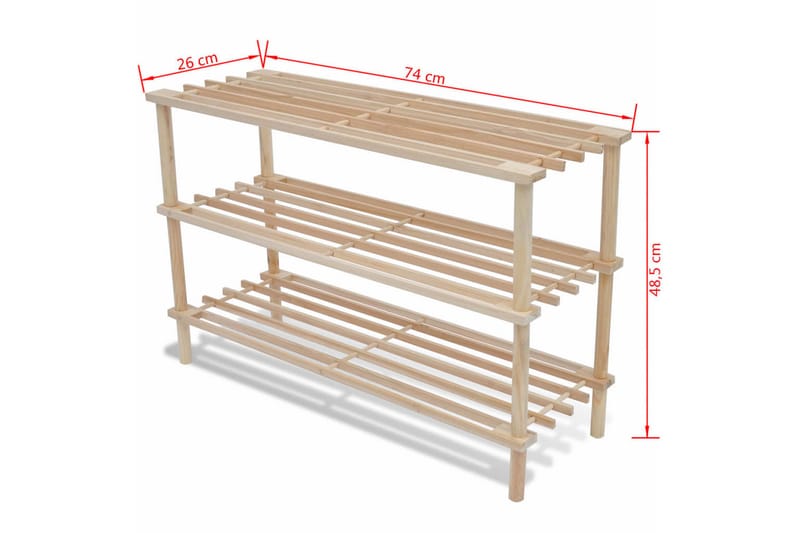Skohyller 3 nivåer 2 stk heltre gran - Gangoppbevaring - Skooppbevaring - Skohylle & skostativ