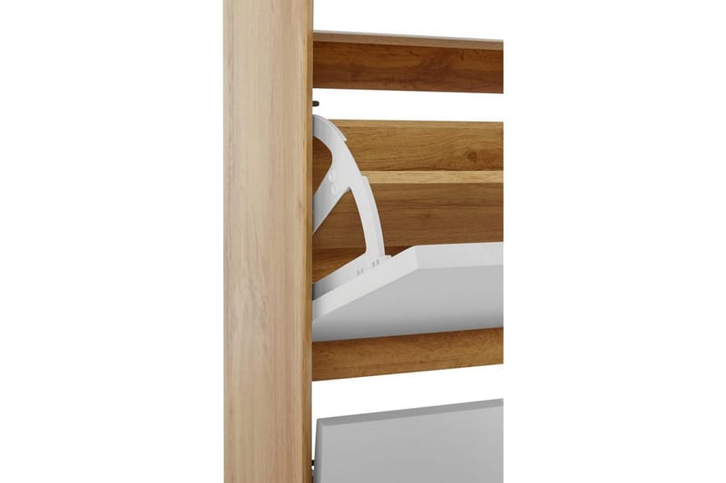 Skoplagring Ezra 3 klaffer 60x24x125 cm, Wotan eik/hvit - 60x24x125 cm, Wotan eik/hvit - Oppbevaring - Skooppbevaring - Skoskap