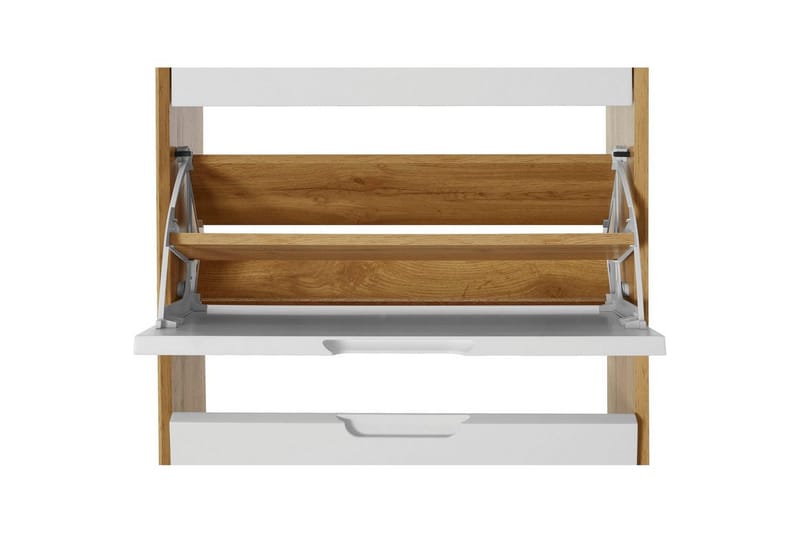 Skoplagring Ezra 3 klaffer 60x24x125 cm, Wotan eik/hvit - 60x24x125 cm, Wotan eik/hvit - Oppbevaring - Skooppbevaring - Skoskap